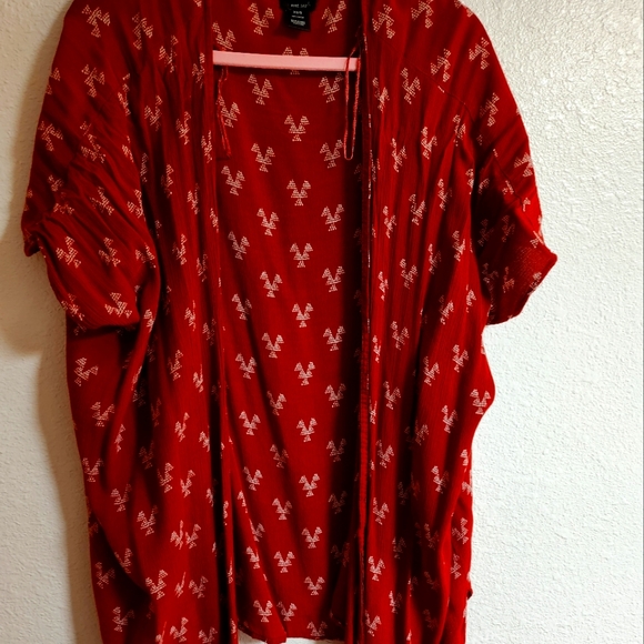 Wet Seal Tops - Red short sleeve cardigan